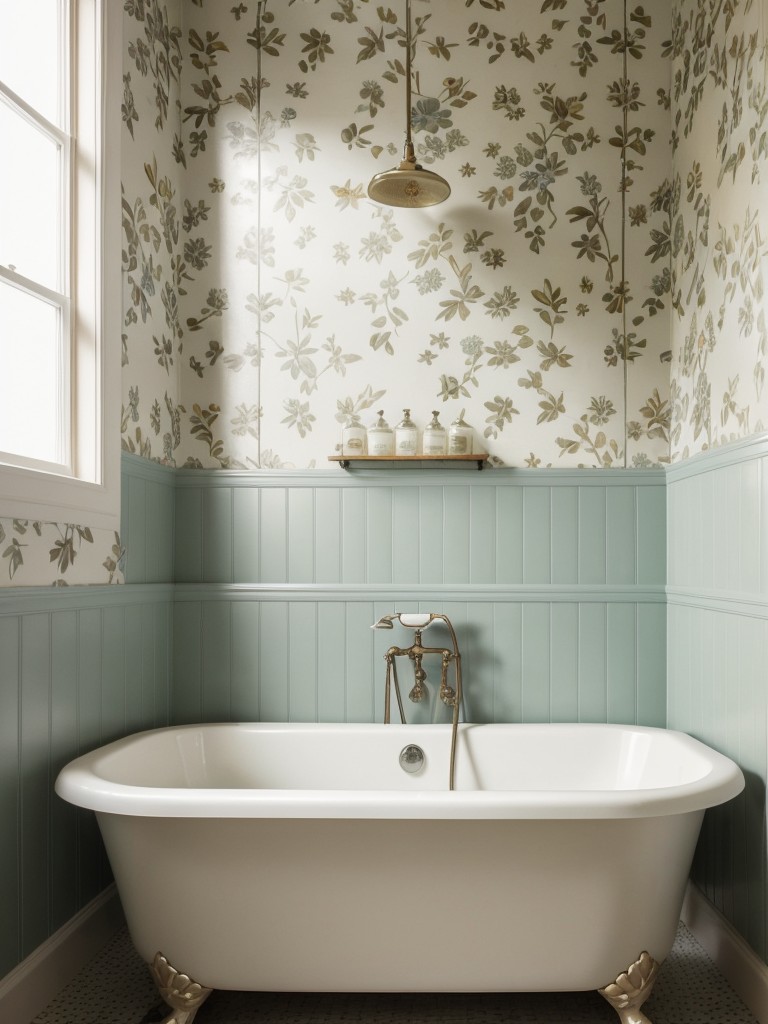 vintage-bathroom-ideas-clawfoot-tubs-retro-wallpaper
