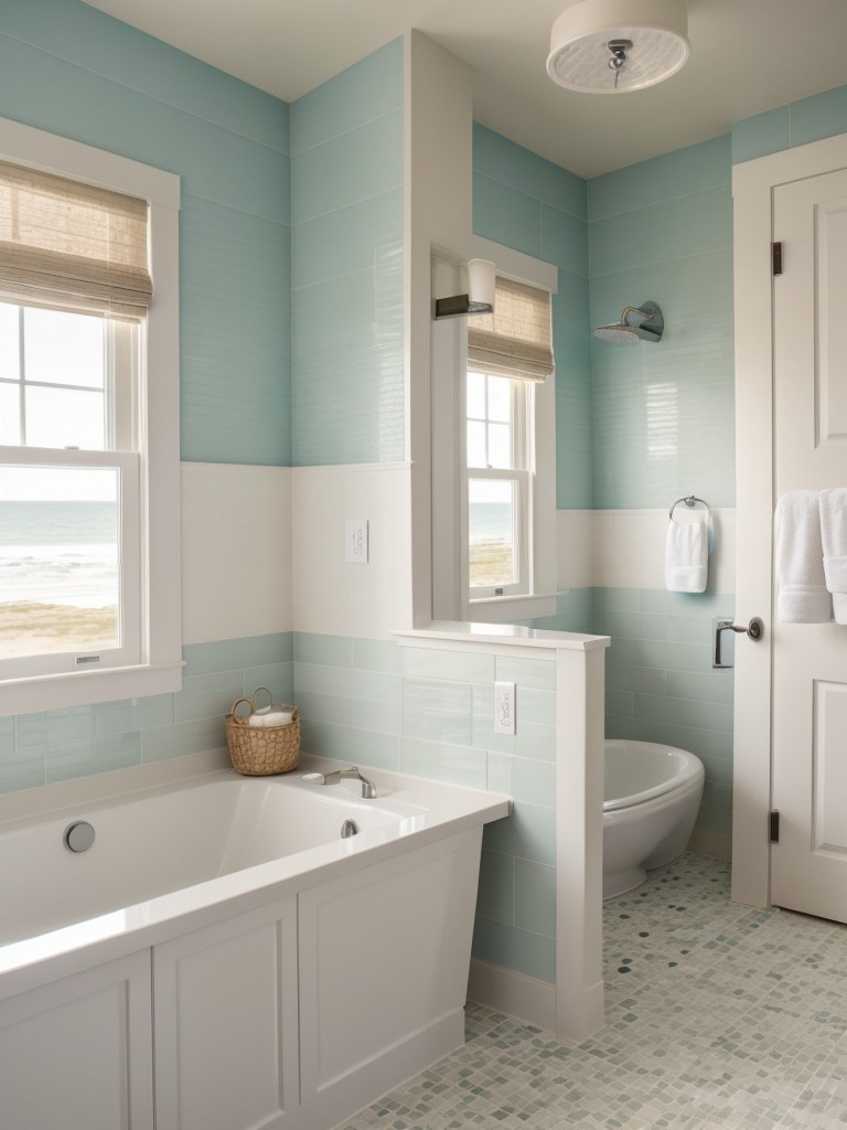 beach-inspired-bathroom-ideas-coastal-colors-seashell-accents-pebble-tile-shower-floor