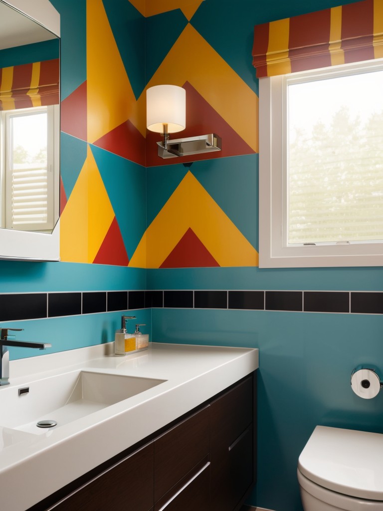 contemporary-bathroom-design-ideas-bold-artistic-flair-vibrant-colors-using-geometric-patterns-statement-lighting-eclectic-decor