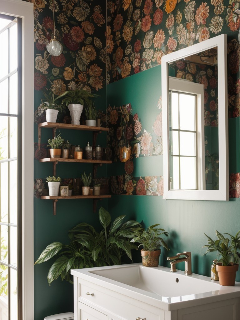 bohemian-bathroom-ideas-vibrant-colors-eclectic-patterns-lots-plants