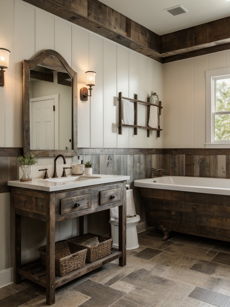 farmhouse-bathroom-ideas-distressed-wood-elements-vintage-inspired-tile