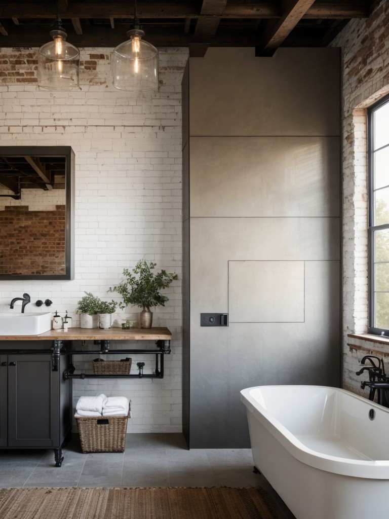 industrial-bathroom-ideas-exposed-brick-walls-rustic-metal-accents