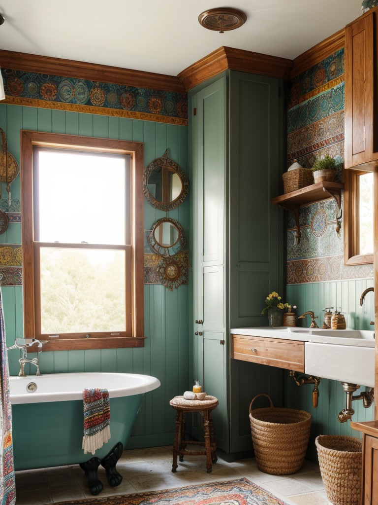 bohemian-bathroom-ideas-eclectic-patterns-vibrant-colors-mix-vintage-handmade-elements