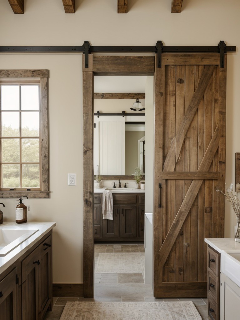 farmhouse-bathroom-ideas-barn-inspired-sliding-doors-rustic-wooden-accents