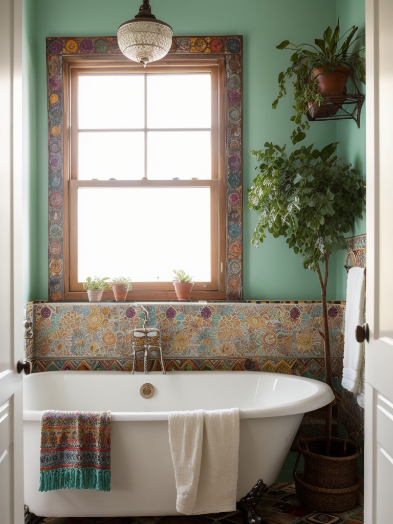bohemian-bathroom-design-ideas-incorporating-vibrant-colors-eclectic-patterns-array-plants-textiles-free-spirited-organic-vibe