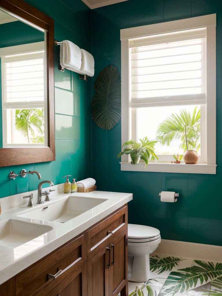 tropical-bathroom-ideas-featuring-vibrant-colors-botanical-prints-resort-style-accessories-tropical-getaway-your-own-home