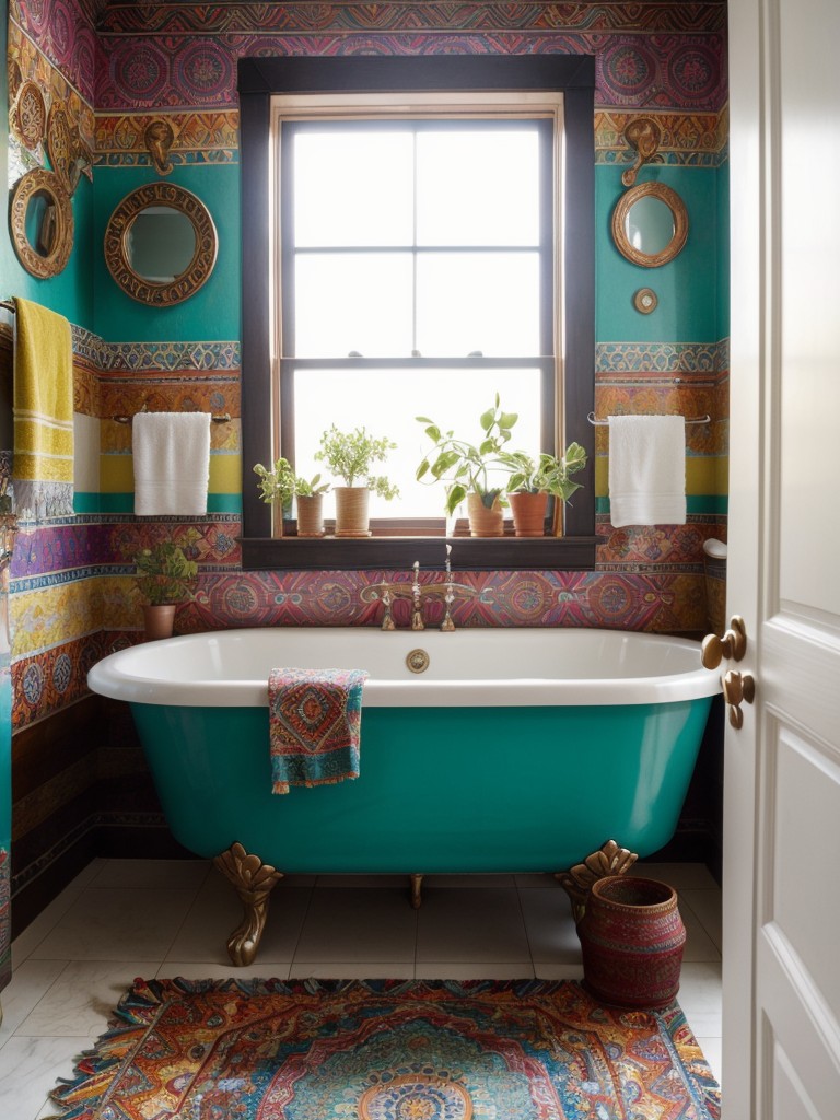 bohemian-bathroom-ideas-featuring-eclectic-patterns-vibrant-colors-mix-textures-to-create-free-spirited-artistic-ambiance