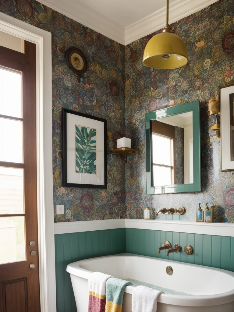 eclectic-bathroom-ideas-mix-match-patterns-vibrant-colors-quirky-artwork