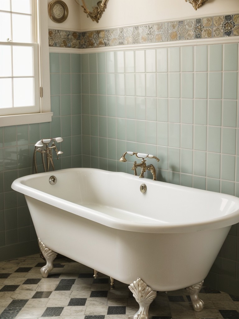 vintage-bathroom-ideas-clawfoot-bathtub-retro-tile-patterns-antique-vanities