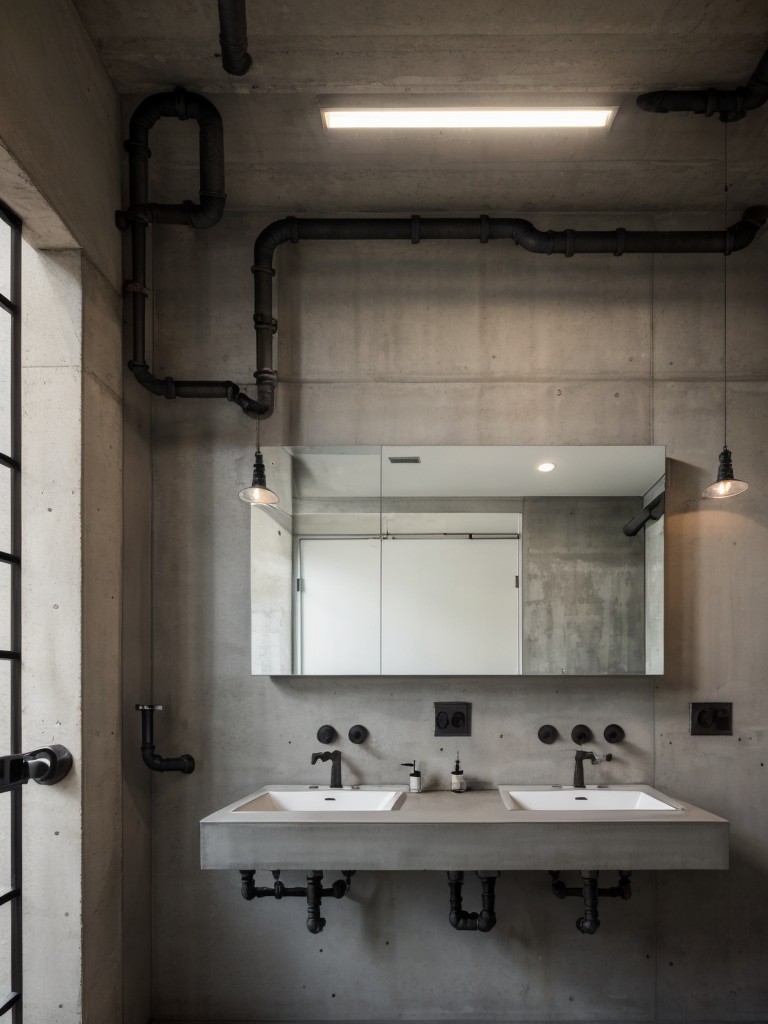 industrial-bathroom-ideas-exposed-pipes-concrete-walls-metal-fixtures-modern-gritty-look