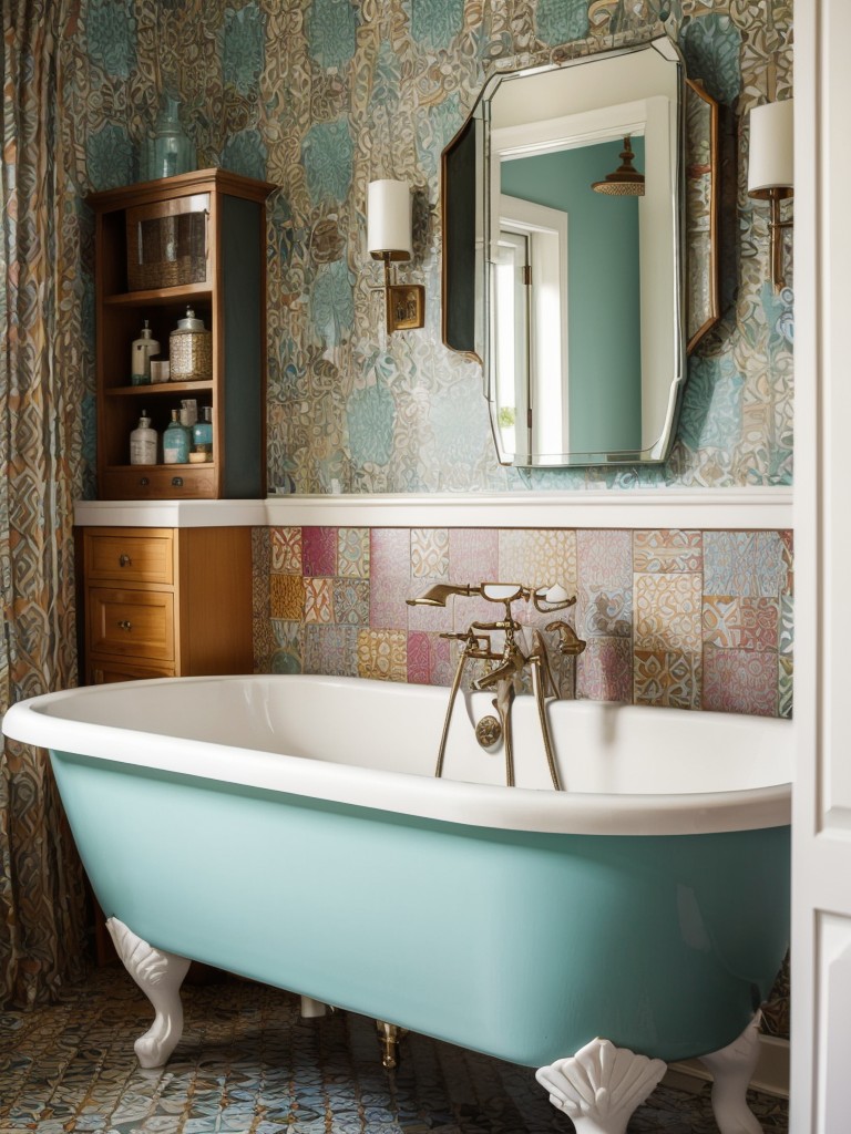 eclectic-bathroom-ideas-mix-styles-patterns-textures-creating-visually-stimulating-space-vibrant-colors-mismatched-furniture-unique-artwork