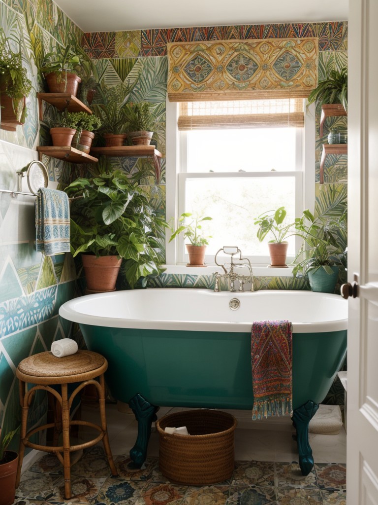 bohemian-bathroom-ideas-featuring-vibrant-patterns-eclectic-decor-abundance-plants-free-spirited-artistic-vibe