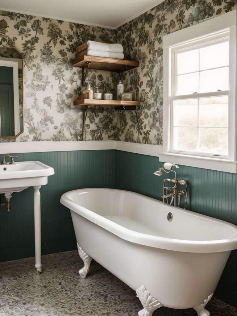 vintage-bathroom-ideas-retro-wallpaper-antique-vanities-clawfoot-tubs