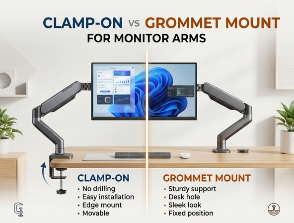 Clamp-On vs. Grommet Mount: Which Monitor Arm Is Best for Your Home Office Desk? Image