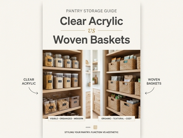Clear Acrylic vs. Woven Baskets: Which Is Better for Pantry Storage? Image