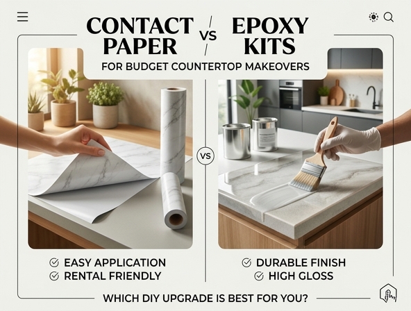 Budget Countertop Makeovers: Contact Paper vs. Epoxy Kits Image