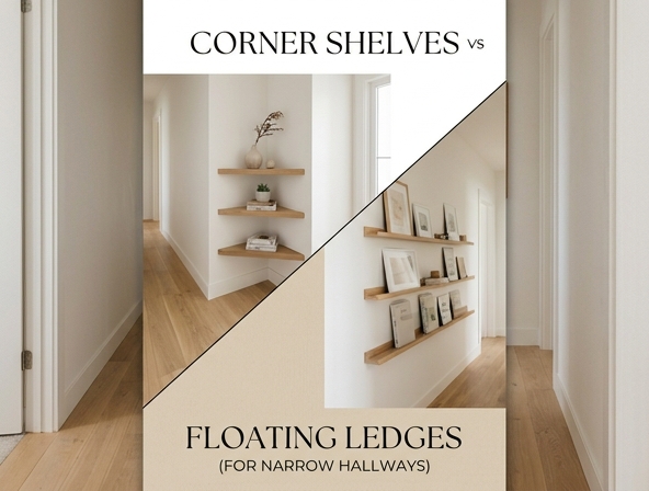 Narrow Hallway Storage: Corner Shelves vs. Floating Ledges for Small Spaces Image