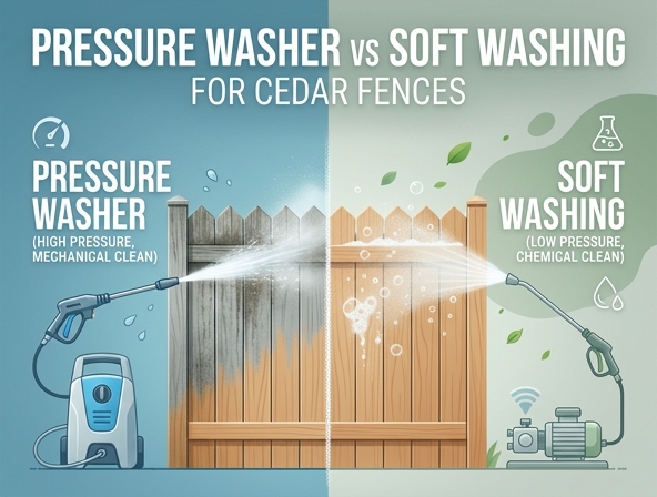 Pressure Washing vs. Soft Washing: The Best Way to Clean and Maintain Cedar Fences Image