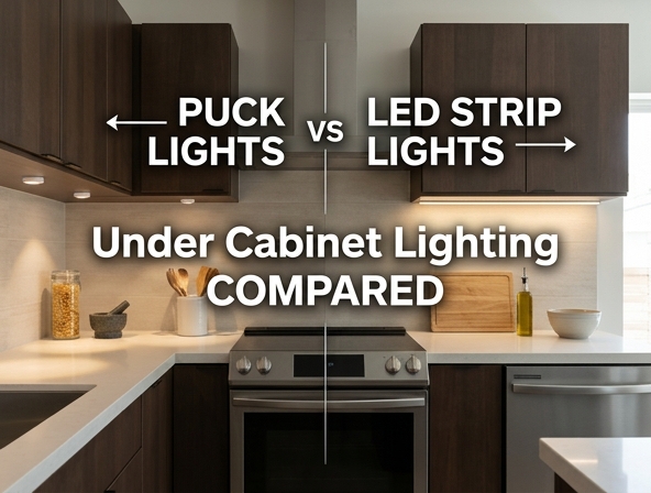 Puck Lights vs. LED Strip Lights: Choosing the Best Under Cabinet Lighting Image