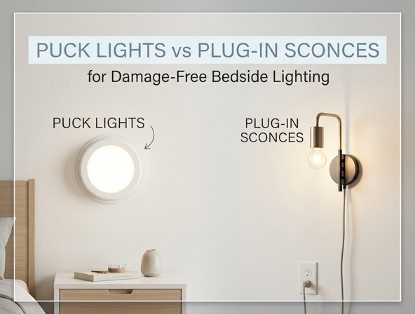 Puck Lights vs. Plug-In Sconces: The Best Damage-Free Bedside Lighting on a Budget Image