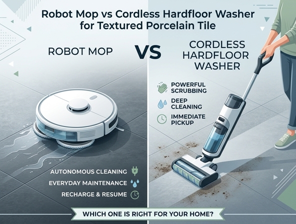 Robot Mop vs. Cordless Hardfloor Washer: The Best Choice for Textured Porcelain Tile Image