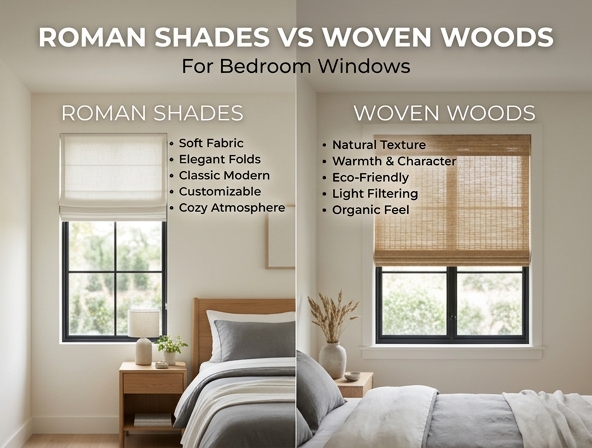 Roman Shades vs. Woven Woods: Choosing the Best Bedroom Window Treatments Image