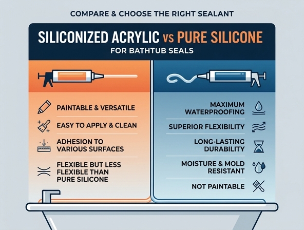 The Best Caulk for Bathtub Seals: Siliconized Acrylic vs. Pure Silicone Image
