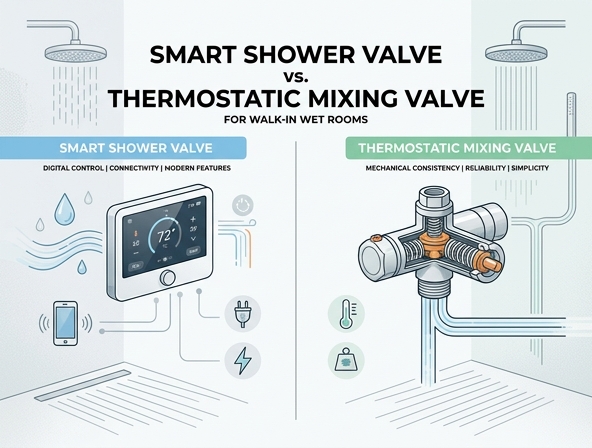 Smart Shower Valves vs. Thermostatic Mixing Valves for Modern Walk-In Wet Rooms Image