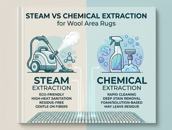 Steam vs. Chemical Extraction: How to Safely Clean Wool Area Rugs Image