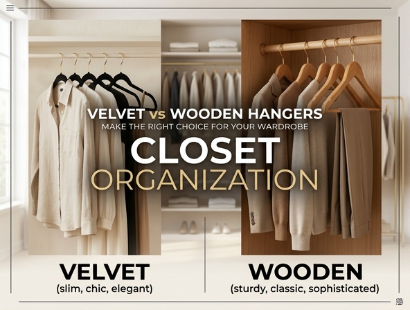 Velvet vs. Wooden Hangers: The Ultimate Guide to Closet Organization Image